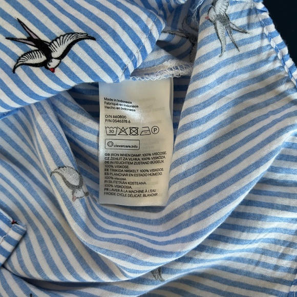 H&M Blue Striped Button-Up Shirt with Bird Embroidery - Picture 11 of 11